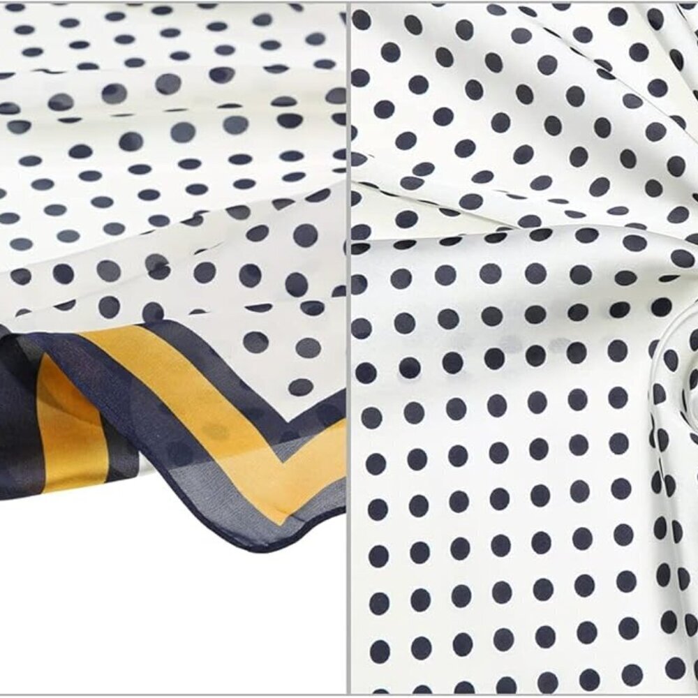 Polka Dots Square Scarf Polyester Women Neck Head Wrap Classic Accessory - Picture 4 of 7